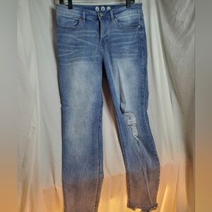 Rewash Size 11 30 waist womens blue jeans spandex stretch distressed faded look